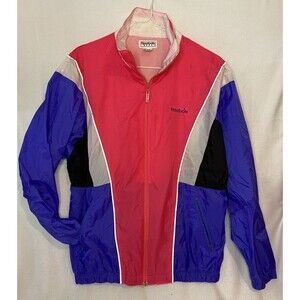 Vintage Women’s Medium Neon Y2K 90s Reebok Windbreaker Jacket With Hood